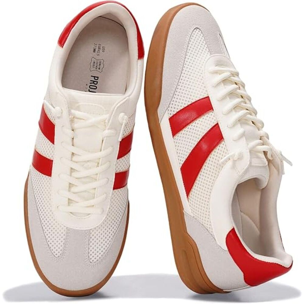 Men's Red Non Slip Outsole Lace-Up Memory Foam Insole Project Cloud Sneakers